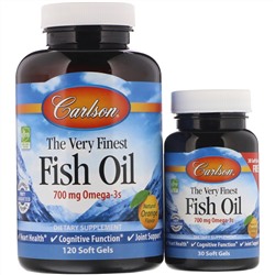 Carlson Labs, The Very Finest Fish Oil, натуральный апельсиновый вкус, 120 + 30 бесплатных мягких капсул