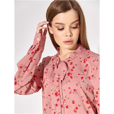 Блуза (Б254/розовый/цветы)