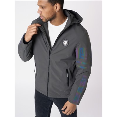 Куртка мужская с капюшоном темно-серого цвета 88602TC