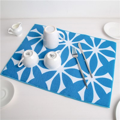 Салфетка для сушки посуды Доляна «Призма», 38×51 см, микрофибра, цвет голубой