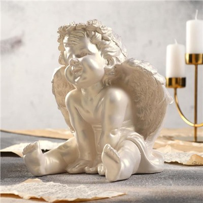 Статуэтка "Ангел сидящий", перламутровая, 26 см