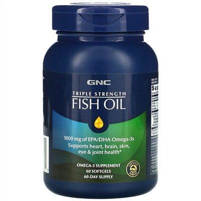 GNC, Triple Strength, Fish Oil, 60 Softgels