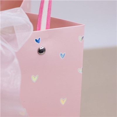 Пакет подарочный (XS) "Pink heart many", blue (14.5x19*14.5)