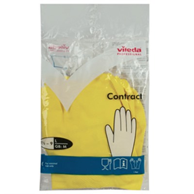 Перчатки хозяйственные резиновые Vileda Контракт (желтые), р-р L