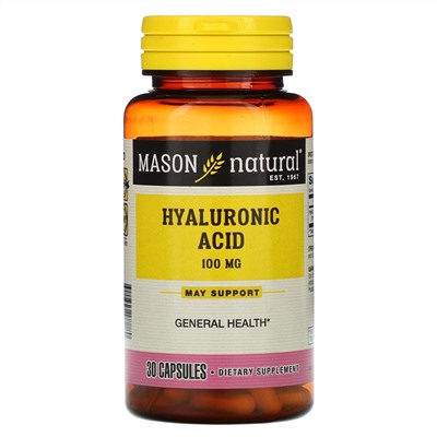 Mason Natural, Гиалуроновая кислота, 100 мг, 30 капсул