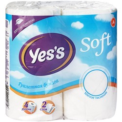 Туалетная бумага Yes's, цвет белый, 2-слойная, 4 рулона