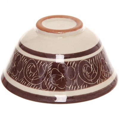Набор чайный (блюдо, чайник, пиала 6шт) коричневый Риштанская керамика