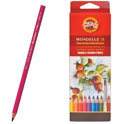 Карандаши цветные акварельные художественные KOH-I-NOOR “Mondeluz“, 18 цветов, 3,8 мм, заточенные, европодвес, 3717018001KSRU