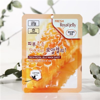 Тканевая маска для лица с маточным молочком 3W CLINIC Fresh Royal Jelly Mask Sheet, 23 г