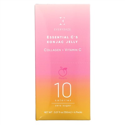 Everydaze, Essential C's Konjac Jelly, Peach, 4 Pouches, 5.07 fl oz (150 ml ) Each