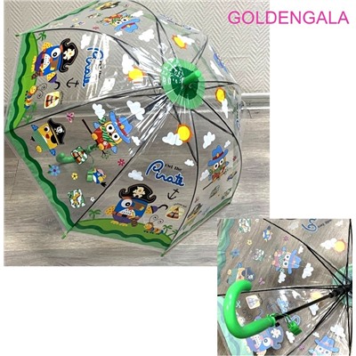 Зонт детский прозрачный с аппликацией п/автомат (Глубокий купол). Арт 603/1