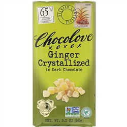 Chocolove, Ginger Crystallized in Dark Chocolate, 65% Cocoa, 3.2 oz (90 g)