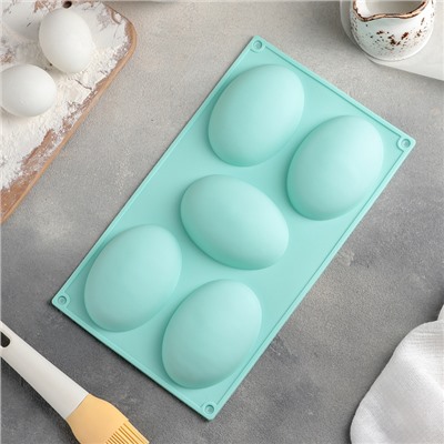Форма для выпечки Доляна «Яйцо», 30×17,5 см, 5 ячеек (10×7×3,5 см), цвет МИКС
