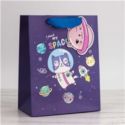Пакет подарочный (S) "Kitten space", (18*23*10)