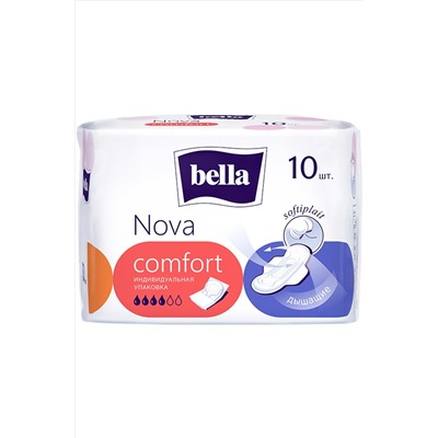 Bella, Прокладки женские гигиенические впитывающие bella Nova comfort 10 шт. Bella