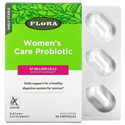Flora, пробиотик для женщин, длительного хранения, 87 миллиардов клеток, 30 вегетарианских капсул