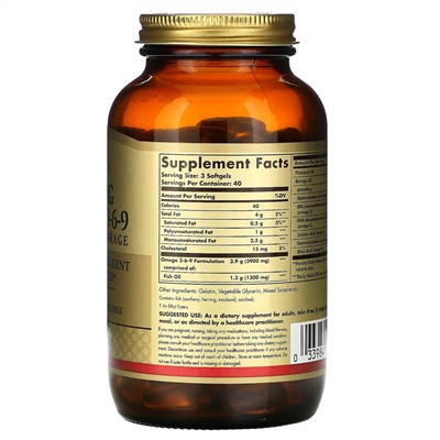 Solgar, омега 3-6-9, 1300 мг, 120 мягких таблеток