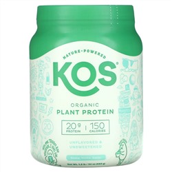 KOS, Organic Plant Protein, Unflavored & Unsweetened, 1.5 lb (680 g)