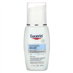 Eucerin, средство от покраснений, ежедневный лосьон с солнцезащитным фактором SPF 15, улучшающий состояние кожи, без отдушки, 50 мл (1,7 жидк. унции)