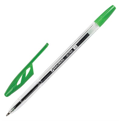 Ручка шариковая Brauberg (Брауберг) Ultra, зеленая, пишущий узел 1 мм, линия письма 0,5 мм