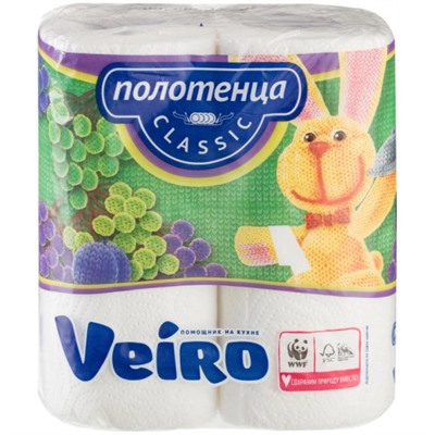 Полотенце бумажное  Veiro, 2-слойные, 2 рулона