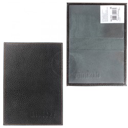 Обложка для паспорта Premier-О-8 натуральная кожа черный флоттер джинс (21-10) 107660