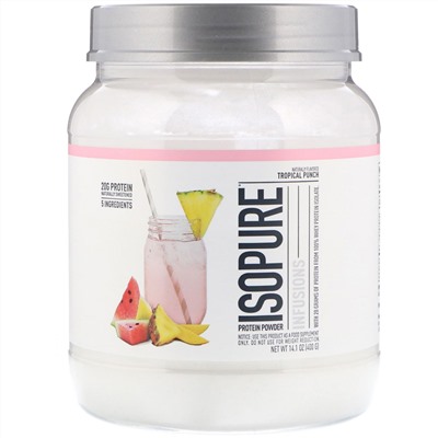 Isopure, Протеиновый порошок Infusions, тропический пунш, 400 г