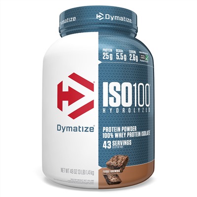 Dymatize Nutrition, ISO100, гидролизованный 100% изолят сывороточного протеина, брауни, 1,4 кг (3 фунта)