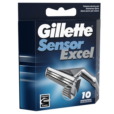 Сменные кассеты для бритья Gillette Sensor Excel, 10 шт.