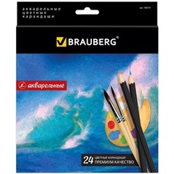 Карандаши цветные акварельные BRAUBERG “Artist line“, 24 цвета, заточенные, высшее качество, 180570