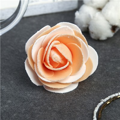 Декор для творчества "Бело-оранжевая роза с блестками" 7х7 см
