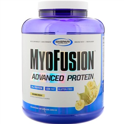 Gaspari Nutrition, MyoFusion, улучшенный протеин, банановый крем, 4 фунта (1814 г)