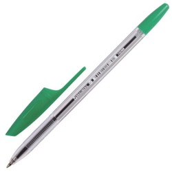 Ручка шариковая BRAUBERG Line, корпус прозрачный, зеленая, узел 1 мм, линия письма 0,5 мм
