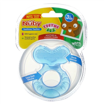 Nuby, Teethe Eez, Soothing Teether, Blue, 3+m, 2 Piece Set