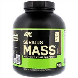 Optimum Nutrition, Serious Mass,High Protein Gain Powder, Chocolate, 6 lbs (2.72 kg)