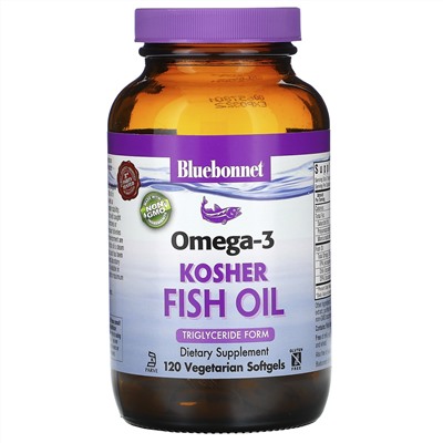 Bluebonnet Nutrition, Omega-3 Kosher Fish Oil, 120 Vegetarian Softgels