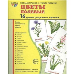 Набор карточек. Цветы полевые. 16 демонстрационных картинок. 174х220