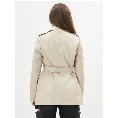 Классическая кожаная куртка женская бежевого цвета 3607B