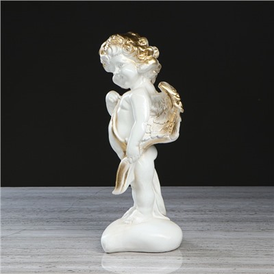 Статуэтка "Ангел Амур", бело-золотистый цвет, 33 см