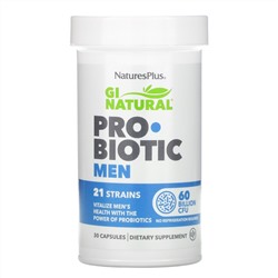 Nature's Plus, GI Natural, пробиотик для мужчин, 60 млрд КОЕ, 30 капсул