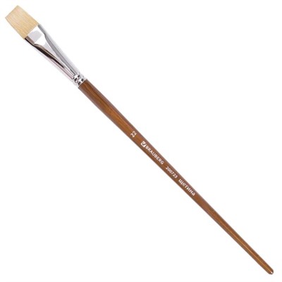 Кисть художественная профессиональная BRAUBERG ART “CLASSIC“, щетина, плоская, № 22, длинная ручка