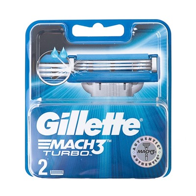 Сменные кассеты Gillette Mach3 Turbo Aloe, 3 лезвия, 2 шт