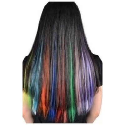 Накладная цветная прядь для волос однотонная на заколке (тик-так) Цена за 12 штук разных цветов
