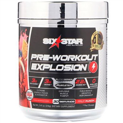 Six Star, Pre-Workout Explosion, фруктовый пунш, 210 г