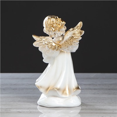 Статуэтка "Ангел со свитком", бело-золотая, 24 см