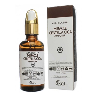 Ампульная сыворотка с кислотами Ekel Miracle Centella Cica Ampoule (AHA, BHA, PHA) brown