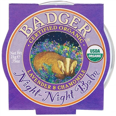 Badger Company, Organic, Night-Night Balm, Lavender & Chamomile, .75 oz (21 g)