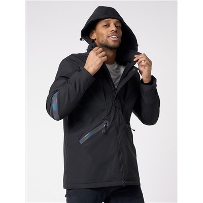 Куртка мужская удлиненная с капюшоном черного цвета 88611Ch