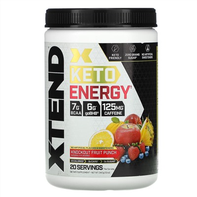 Xtend, Keto Energy, со вкусом фруктового пунша, 340 г (12 унций)