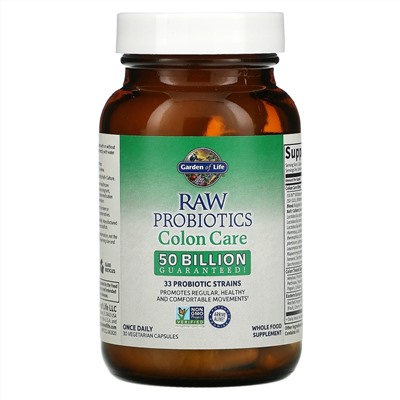 Garden of Life, Raw Probiotics, Colon Care, 30 вегетарианских капсул